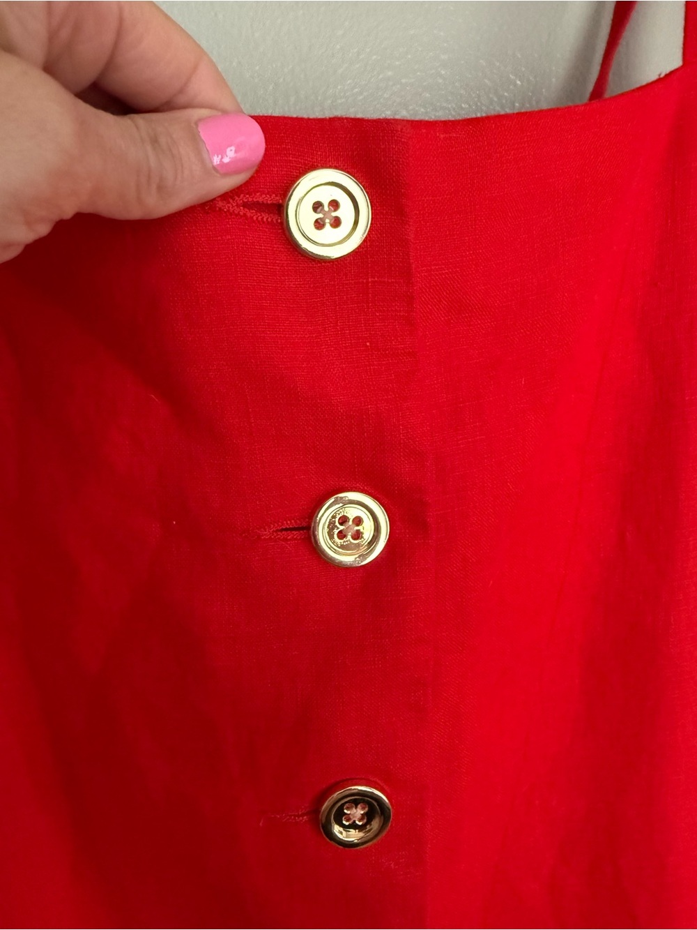 J. Crew Red Button-Front Mini Dress - Picture 2 of 5